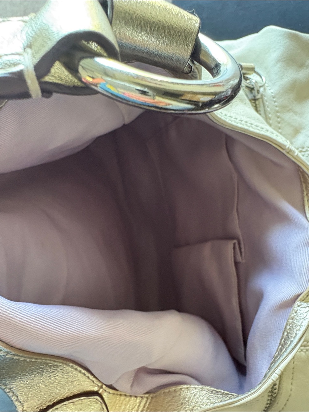 Women's White Leather Shoulder Bag with Metallic Trim - Picture 5 of 5